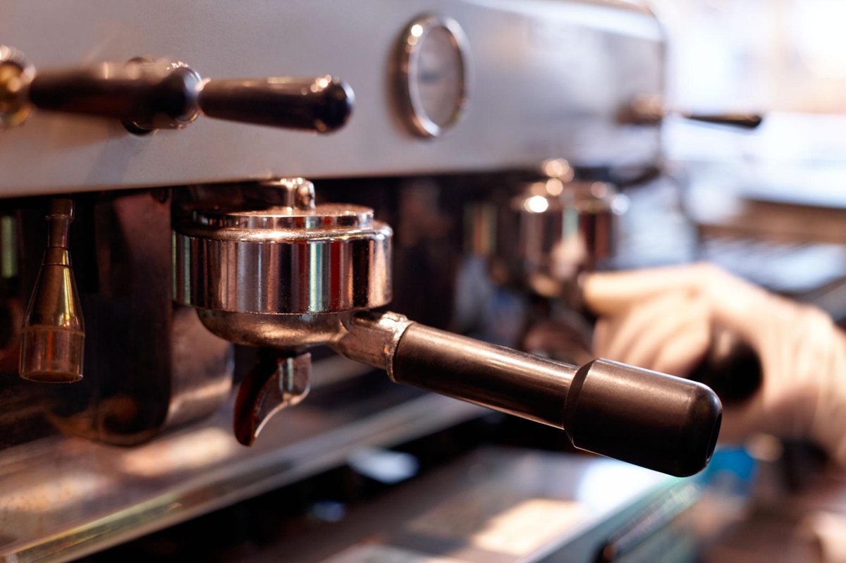 Espresso machine close up